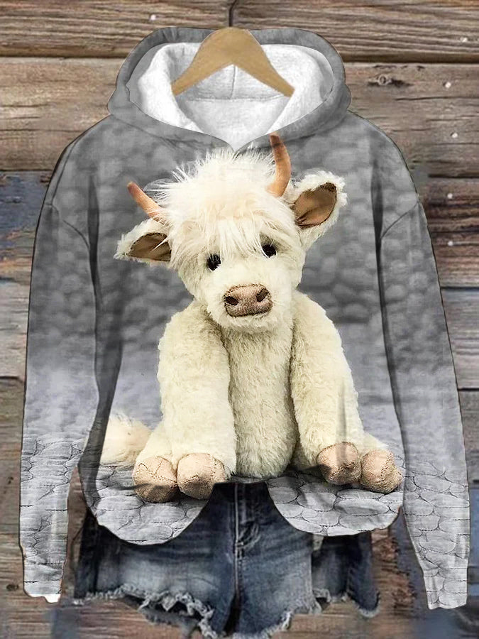 Cute Floral Baby Highland Cow Hoodie