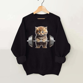 Weightlifting Cat Vintage Gym Sweatshirt
