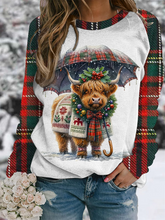 Women's Highland Cow Christmas Print Sweatshirt