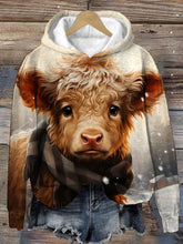 Cow Print Long Sleeve Casual Hoodie