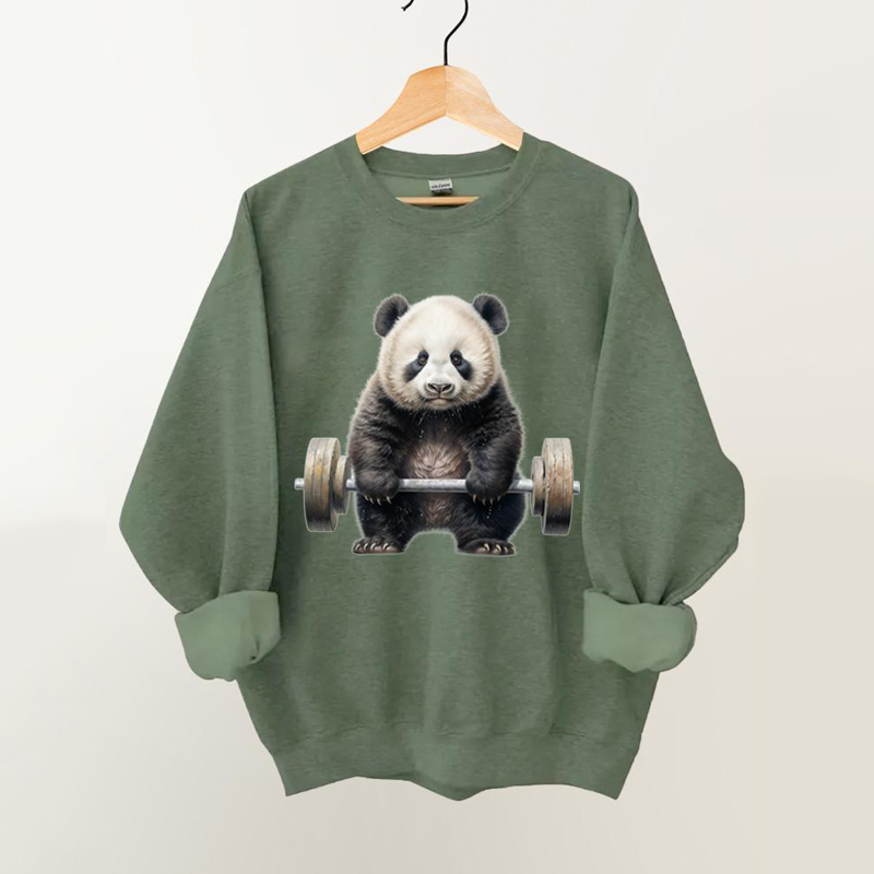 Weightlifting Panda Vintage Gym Sweatshirt