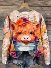 Highland Cow and Flower Fall Western Sweatshirt