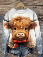 Winter Cute Cow Print Raglan Long Sleeve Sweatshirt