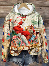 Women's Vintage Santa Print Hoodie