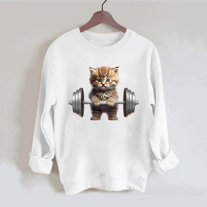 Weightlifting Cat Vintage Gym Sweatshirt