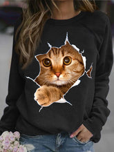 Funny 3D Cat Printed Long Sleeve Casual Top