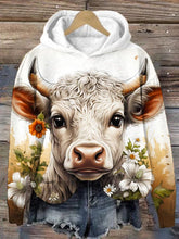 Farm Cow Print Crew Neck Hoodie