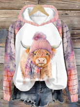 Women's Cute Highland Cow Print Hoodie