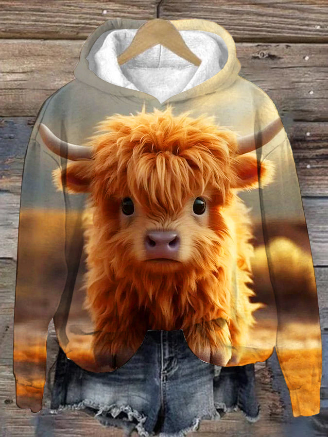 Cute Highland Cow Baby Crew Neck Hoodie