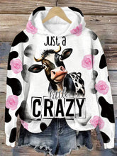 Women's Highland Cow And Flower Print Hoodie