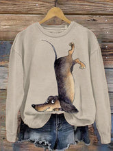 Women's Upside Down Dachshund Print Sweatshirt