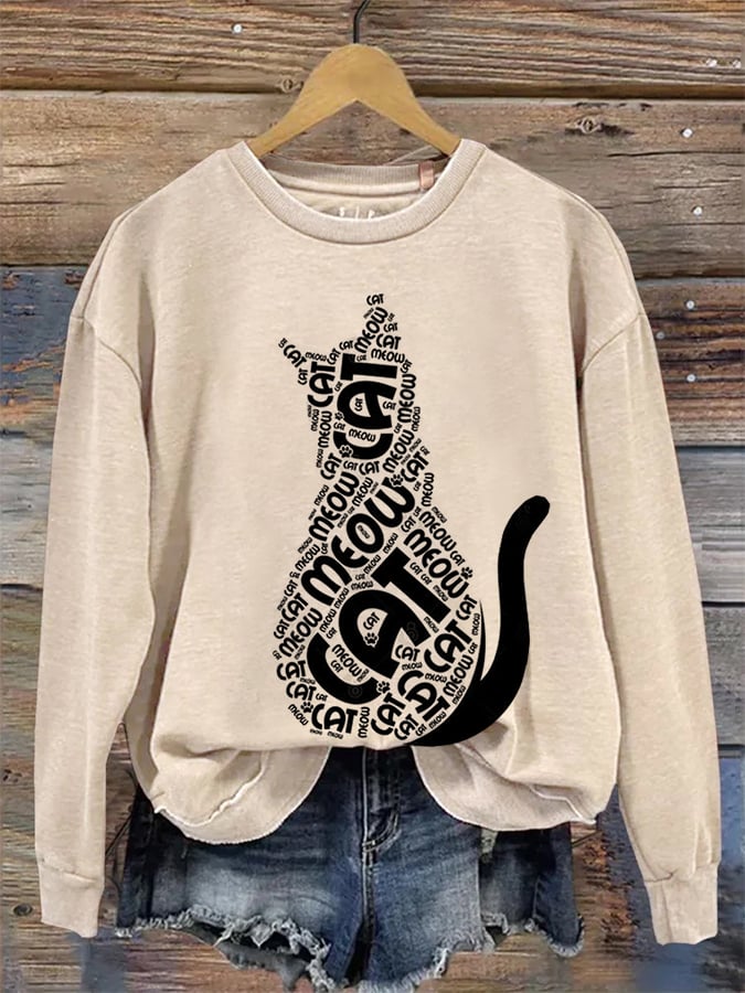 Women's Casual Cute Cat Sweatshirt