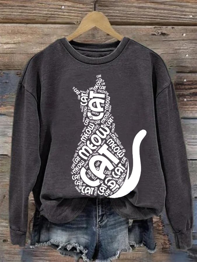 Women's Casual Cute Cat Sweatshirt