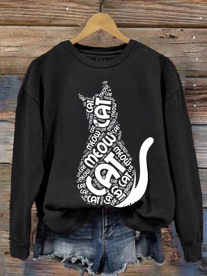 Women's Casual Cute Cat Sweatshirt