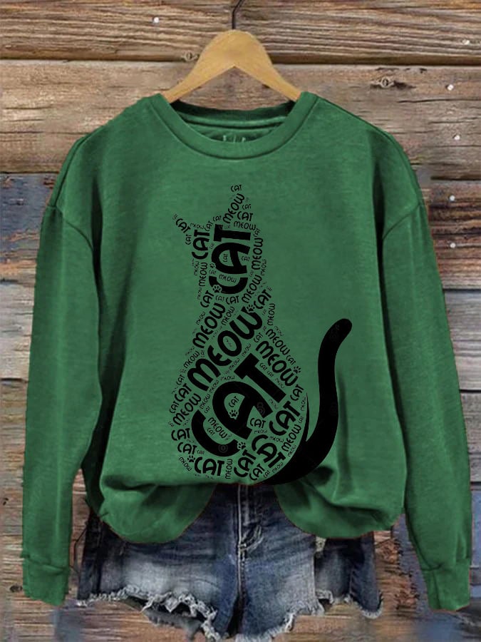 Women's Casual Cute Cat Sweatshirt