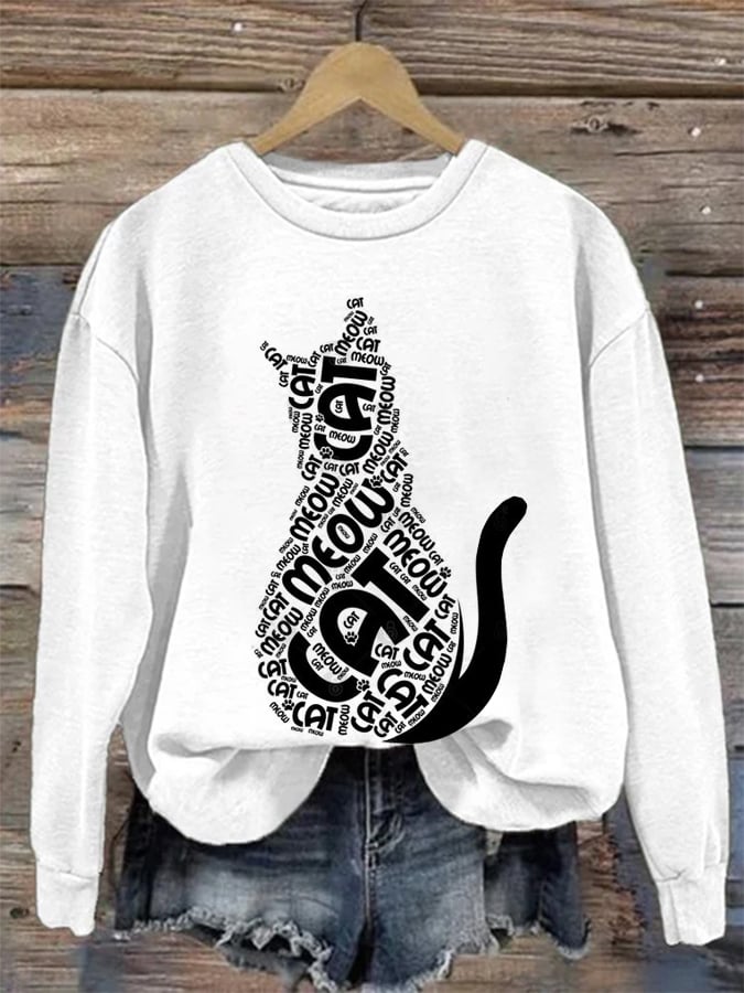 Women's Casual Cute Cat Sweatshirt