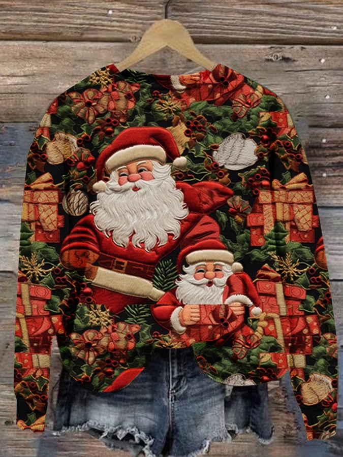 Women's Christmas Print Casual Long Sleeve Sweatshirt