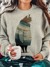 Women's Winter Cat Print Sweatshirt
