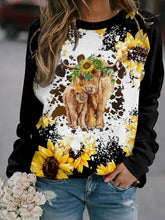 Floral Cow Long Sleeve Casual Top