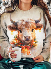 Christmas Light Highland Cow Long Sleeve Top
