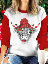 Women's Cow Print Round Neck Long Sleeve Top