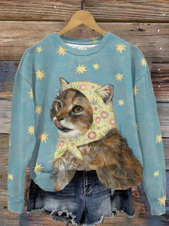 Women's Funny Cat Print Casual Top