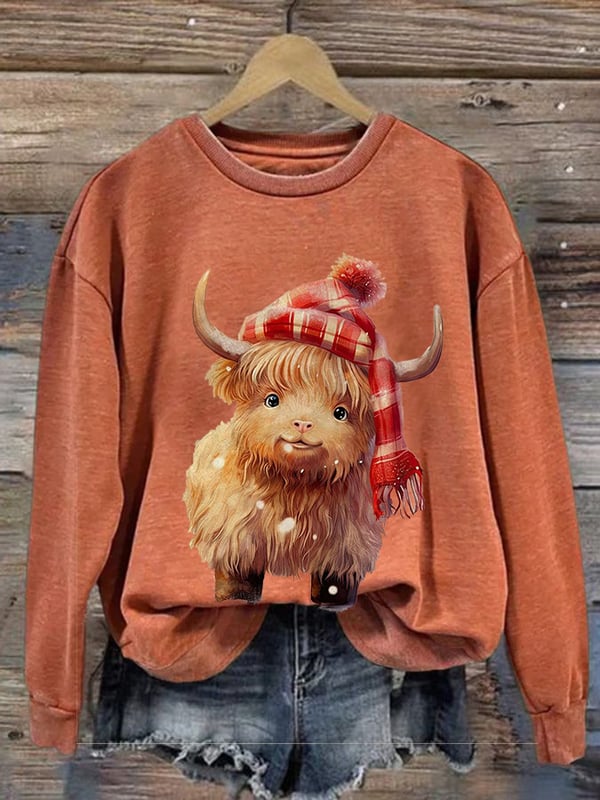 Women's Funny Cows Print Casual Sweatshirt