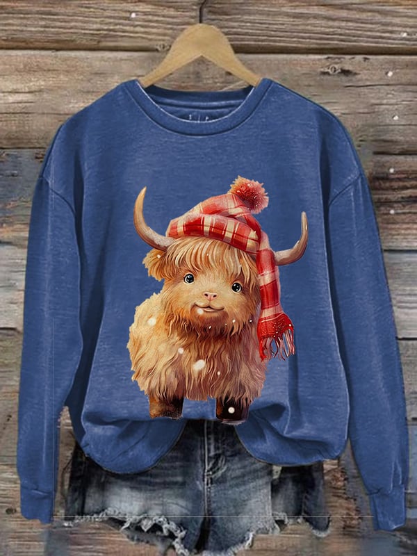 Women's Funny Cows Print Casual Sweatshirt