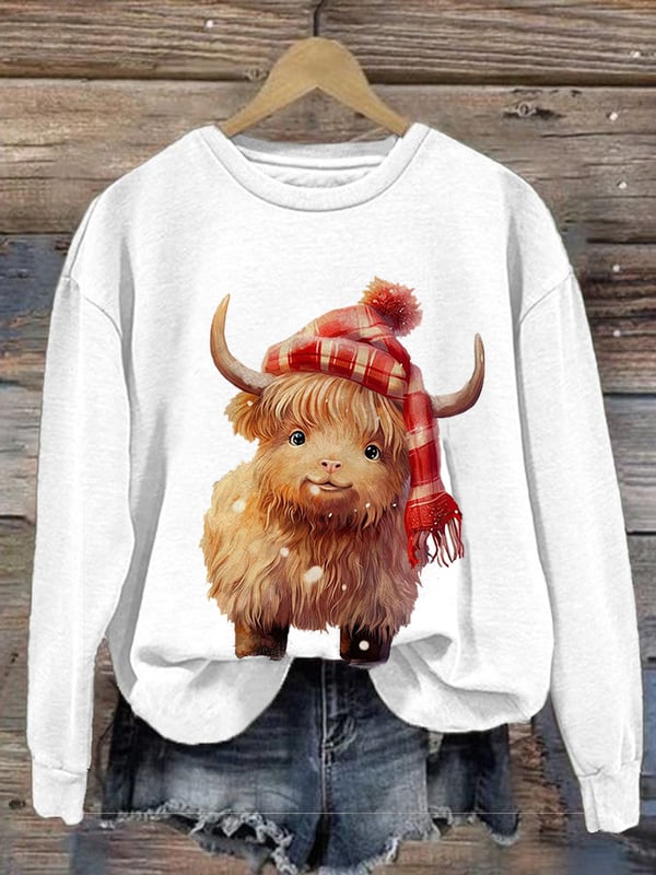 Women's Funny Cows Print Casual Sweatshirt