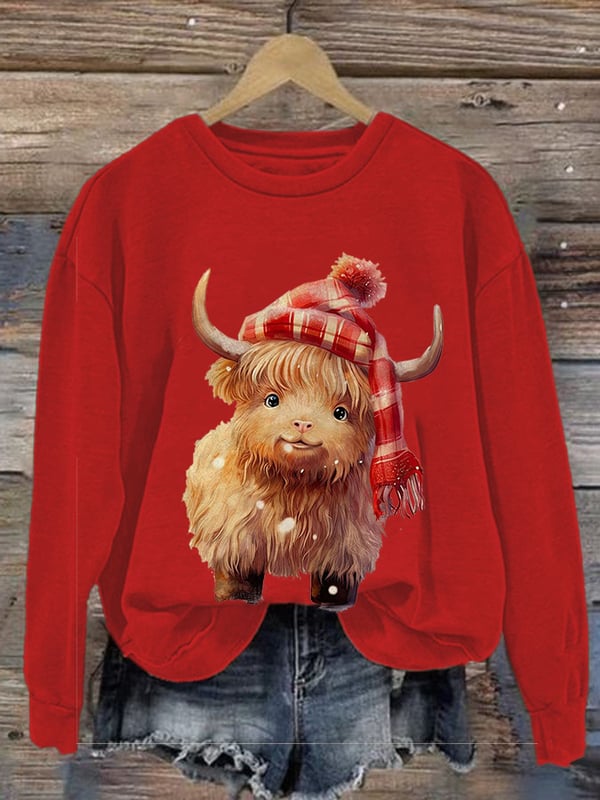 Women's Funny Cows Print Casual Sweatshirt