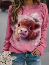Women's Cute Highland Cow Baby Print Sweatshirt