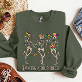 Mardi Gras Sweatshirt with Dancing Skeletons