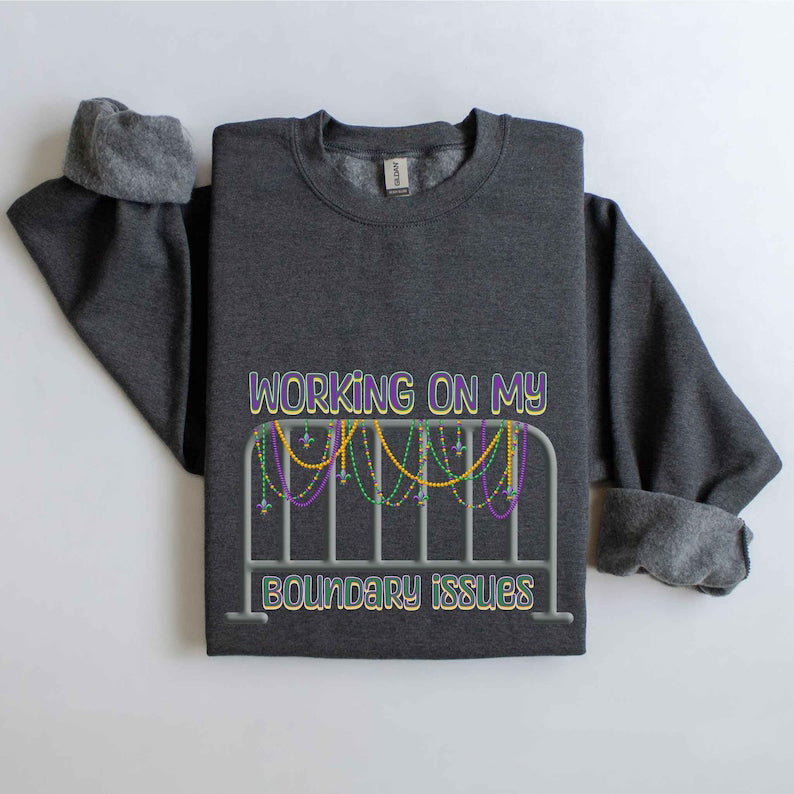 Barricade Boundary Issues Mardi Gras Sweatshirt