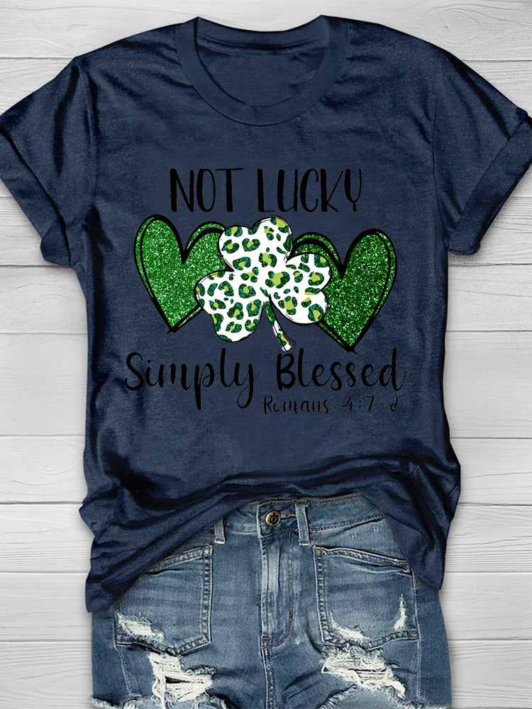 Eagerlys Eagerlys  Not Lucky Simply Blessed Short Sleeve T-Shirt