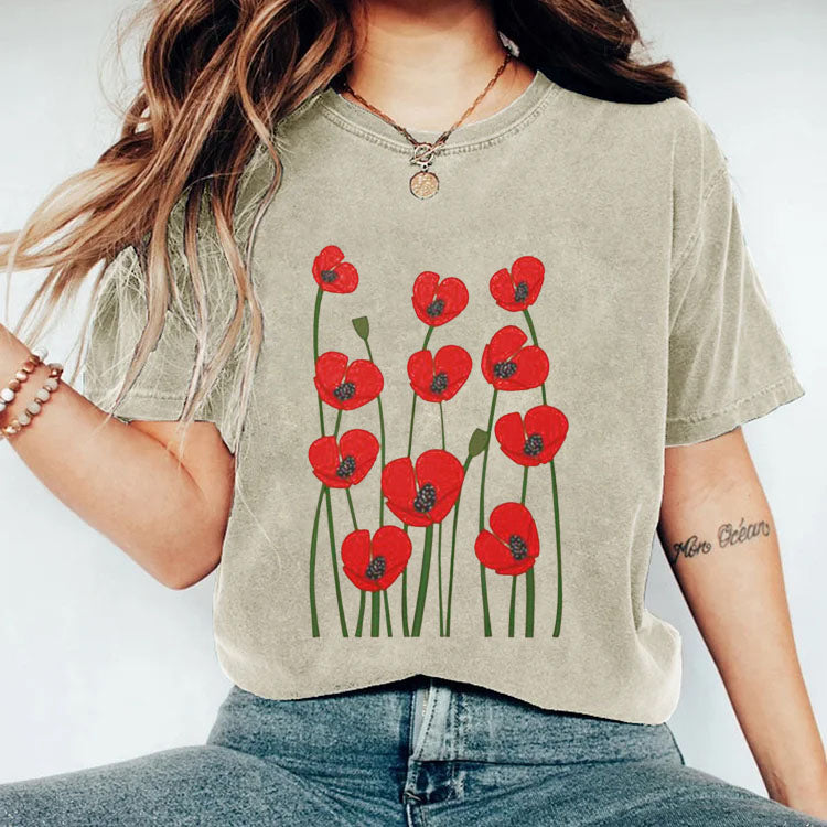 Vintage Poppy Flower T-shirt