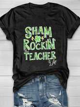 Eagerlys Sham Rockin the Teacher Life Short Sleeve T-shirt