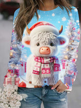 Winter Cute Cow Print Raglan Long Sleeve Top