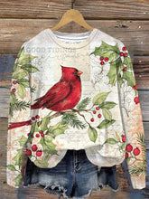 Vintage Cardinal Bird Print Sweatshirt