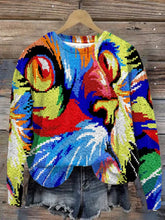 Women's Cat Print Crewneck Sweatshirt