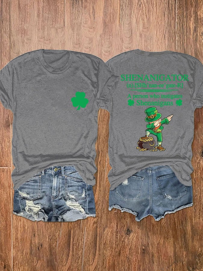 Eagerlys Women's St Patrick'S Day Shenanigator A Person Who Instigates Shenanigans Short Sleeve T-Shirt