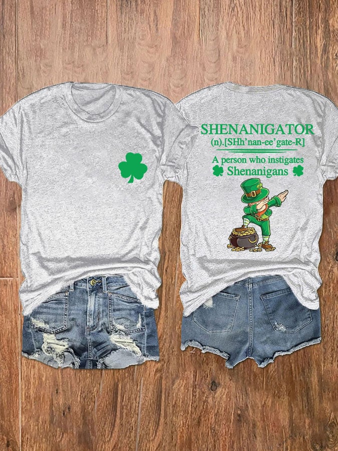 Eagerlys Women's St Patrick'S Day Shenanigator A Person Who Instigates Shenanigans Short Sleeve T-Shirt