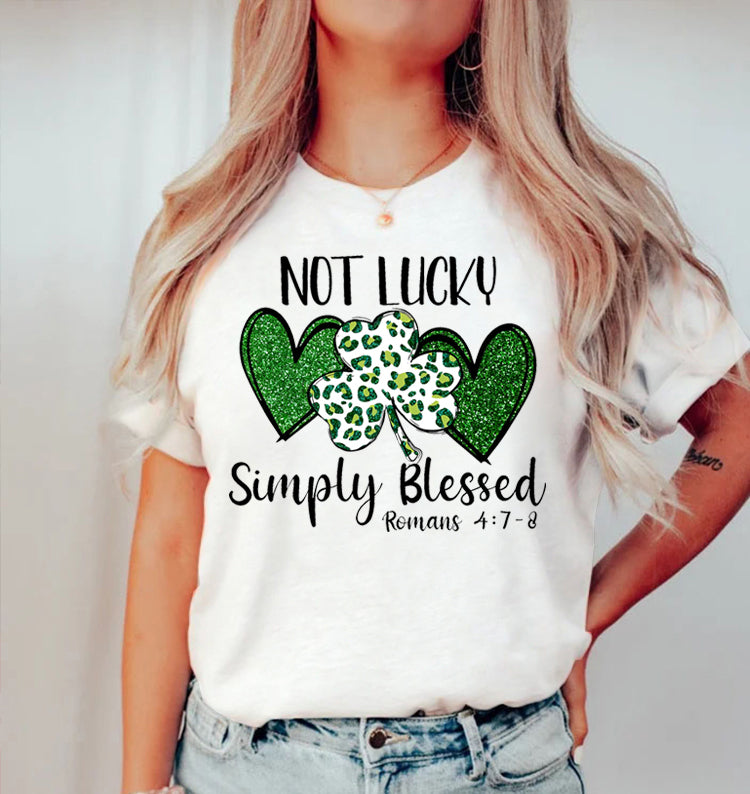 Eagerlys Eagerlys  Not Lucky Simply Blessed Short Sleeve T-Shirt