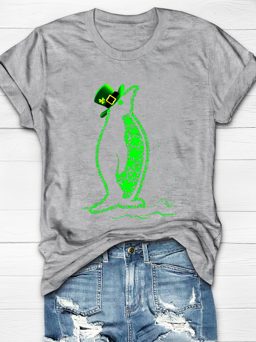 Eagerlys Penguin Four Leaf Clover Short Sleeve T-shirt