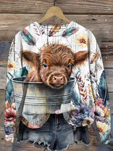 Cute Baby Highland Cow Print Sweatshirt