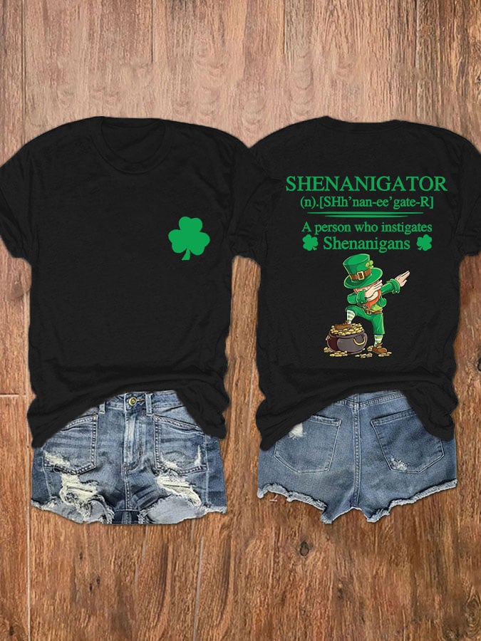 Eagerlys Women's St Patrick'S Day Shenanigator A Person Who Instigates Shenanigans Short Sleeve T-Shirt