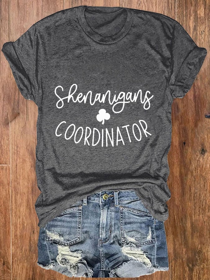 Eagerlys Women's St. Patrick's Day Shenanigans Coordinato Print Crew Neck T-Shirt