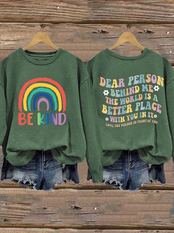 Women'S Casual Be Kind Printed Long Sleeve Sweatshirt