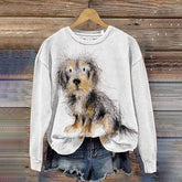 Funny Dog Portrait Art Pattern Print Long Sleeve Casual Sweatshirt