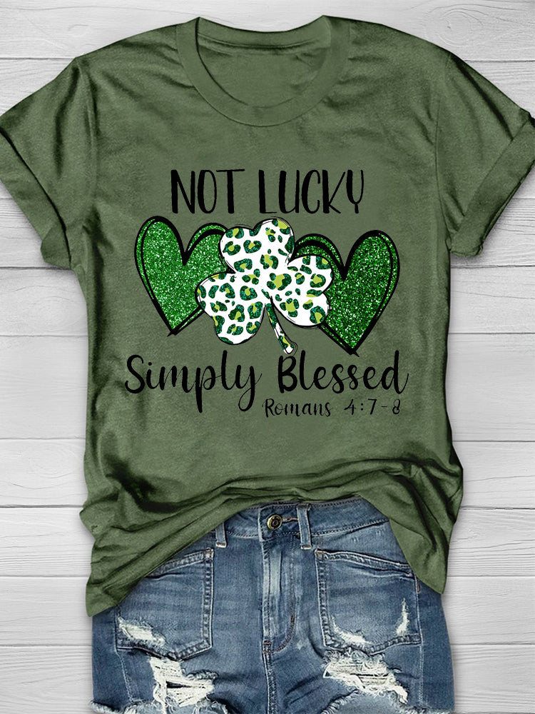 Eagerlys Eagerlys  Not Lucky Simply Blessed Short Sleeve T-Shirt
