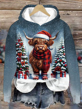 Women's Highland Cow Christmas Print Top